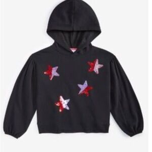 Epic Threads Black Hoodie with sequin Stars size XS (5/6). Nwt